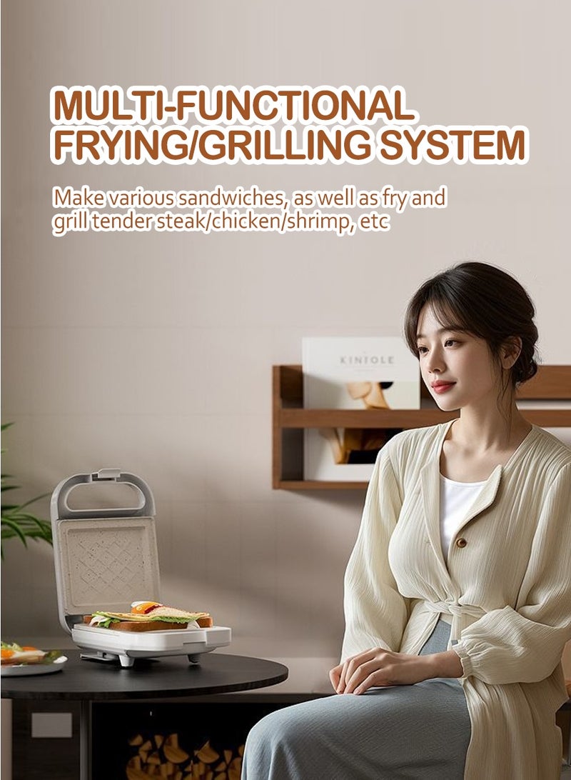 BEIRUI Mini Breakfast Machine , Multifunction Sandwich Maker, Waffle Maker, Panini Press Breakfast Sandwich Maker, Grilled Cheese Maker, Kitchen Appliances, Camping 600W, Lunch, Snacks - Image 2